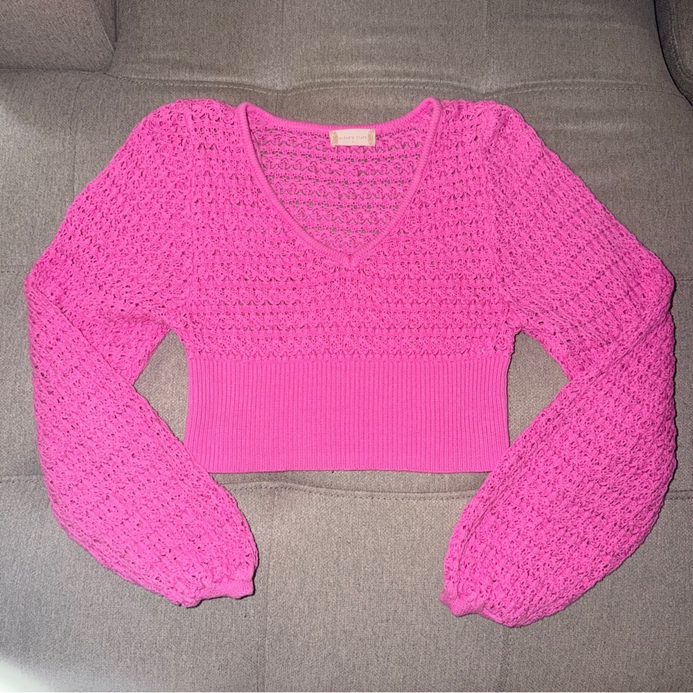 Altar'd State Vibrant Pink Crochet Top